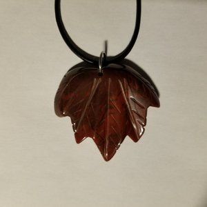 COPY - Red jasper gemstone maple leaf pendant, NWOT, artisan, unisex